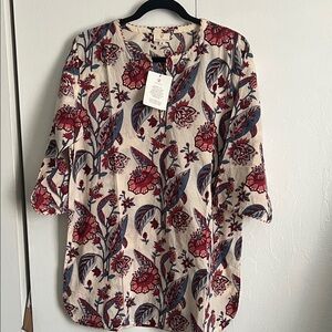 Anokhi Cream Color Floral Print Cotton Kurta Size M NWT